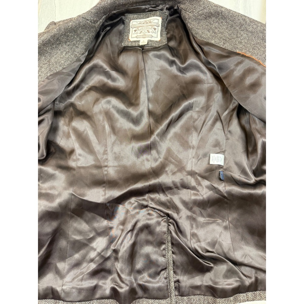 Banana Republic Heritage Wool Linen Herringbone Blazer Brown Elbow Patch Size 8 - Picture 10 of 10